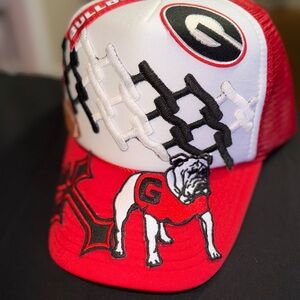 Red and White Bulldogs Trucker Hat
